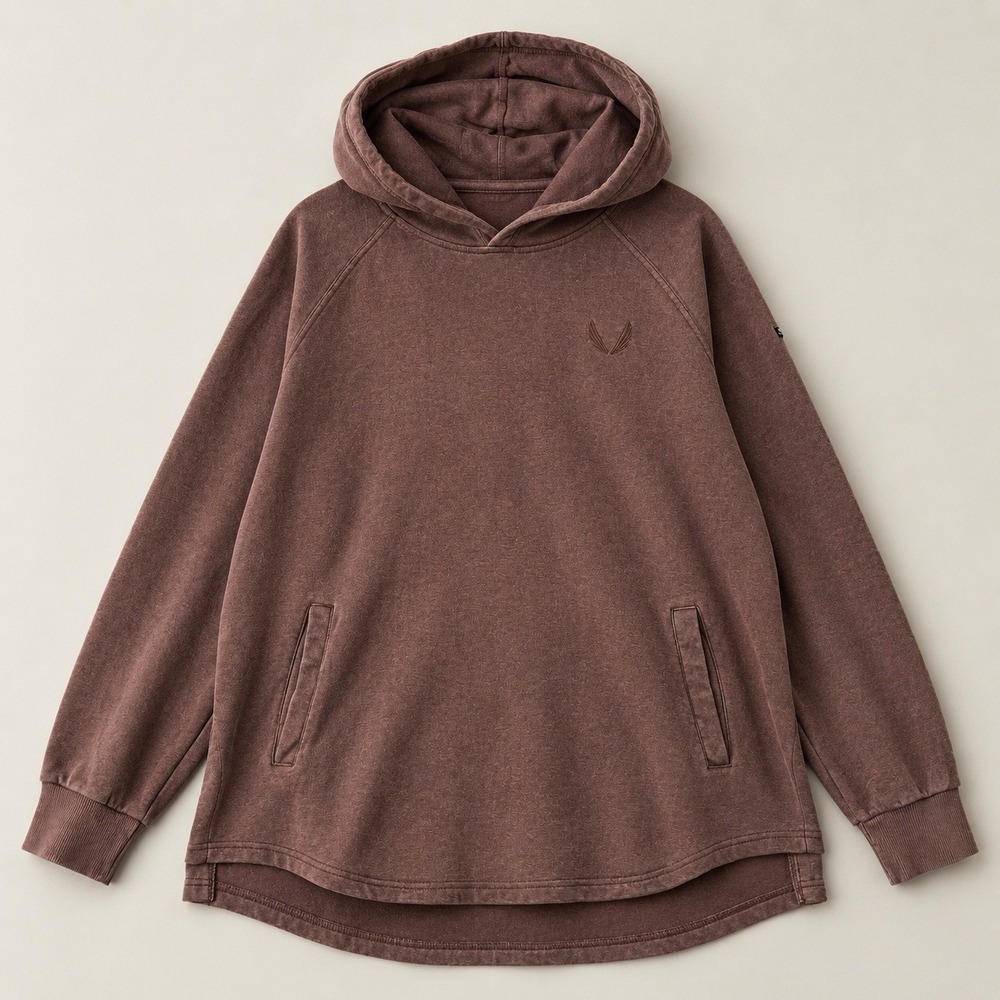 ASRV Hoodie Mens Large Brown Minimalist Fleece Pullover Aesthetic Revolution